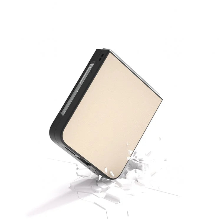 For Samsung Galaxy Z Flip6 5G Case PU Leather Coated Hard PC Folding Phone Cover