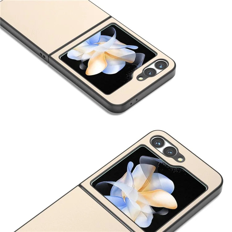 For Samsung Galaxy Z Flip6 5G Case PU Leather Coated Hard PC Folding Phone Cover