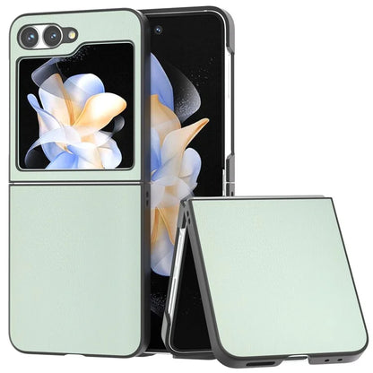 For Samsung Galaxy Z Flip6 5G Case PU Leather Coated Hard PC Folding Phone Cover