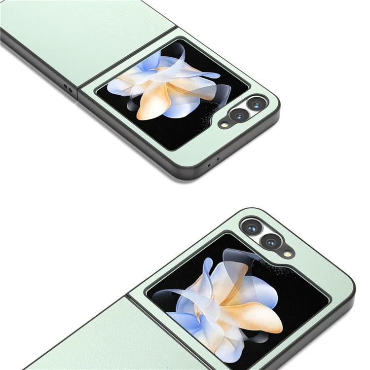 For Samsung Galaxy Z Flip6 5G Case PU Leather Coated Hard PC Folding Phone Cover