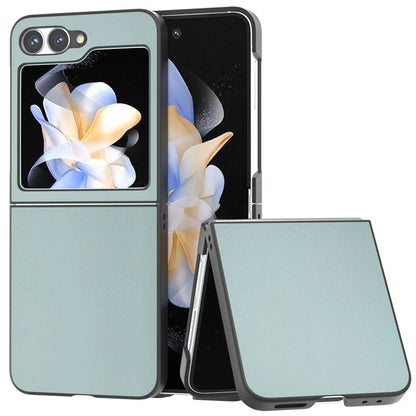 For Samsung Galaxy Z Flip6 5G Case PU Leather Coated Hard PC Folding Phone Cover
