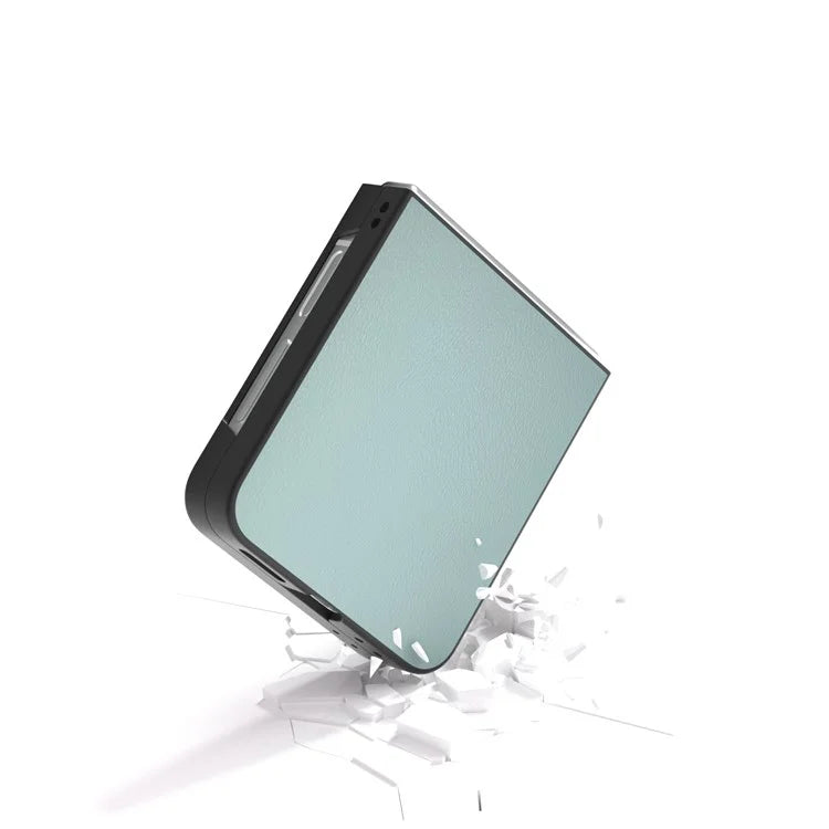For Samsung Galaxy Z Flip6 5G Case PU Leather Coated Hard PC Folding Phone Cover