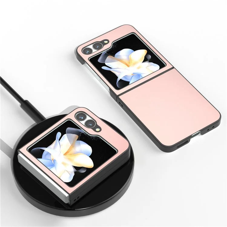 For Samsung Galaxy Z Flip6 5G Case PU Leather Coated Hard PC Folding Phone Cover