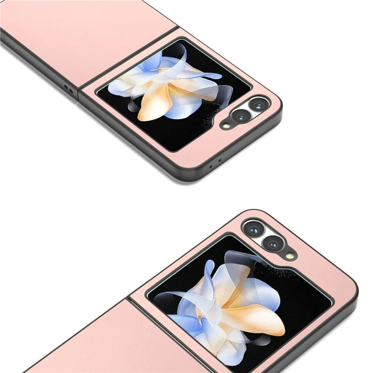For Samsung Galaxy Z Flip6 5G Case PU Leather Coated Hard PC Folding Phone Cover
