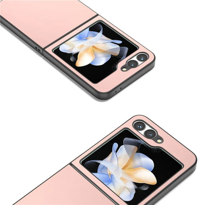 For Samsung Galaxy Z Flip6 5G Case PU Leather Coated Hard PC Folding Phone Cover