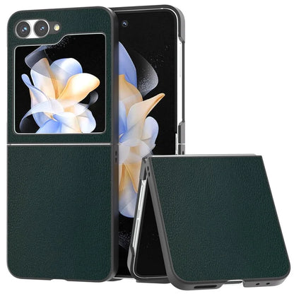 For Samsung Galaxy Z Flip6 5G Case PU Leather Coated Hard PC Folding Phone Cover