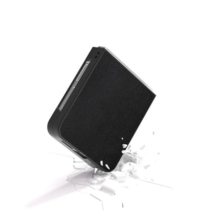 For Samsung Galaxy Z Flip6 5G Case PU Leather Coated Hard PC Folding Phone Cover