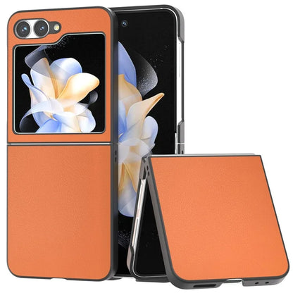 For Samsung Galaxy Z Flip6 5G Case PU Leather Coated Hard PC Folding Phone Cover