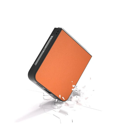 For Samsung Galaxy Z Flip6 5G Case PU Leather Coated Hard PC Folding Phone Cover
