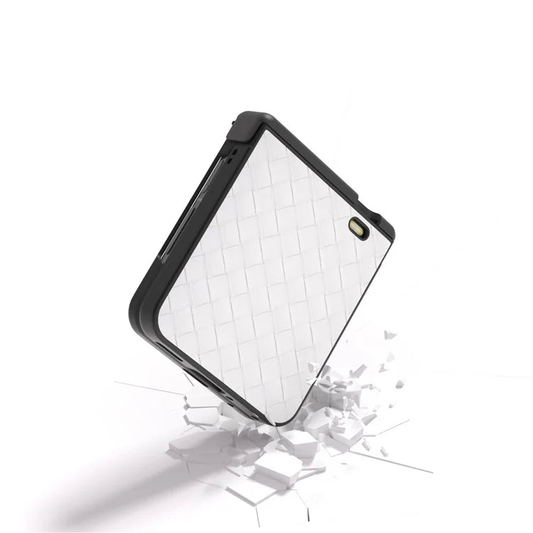 For Honor Magic V Flip 5G Case Hinge Protection Woven Texture Leather+PC Phone Cover