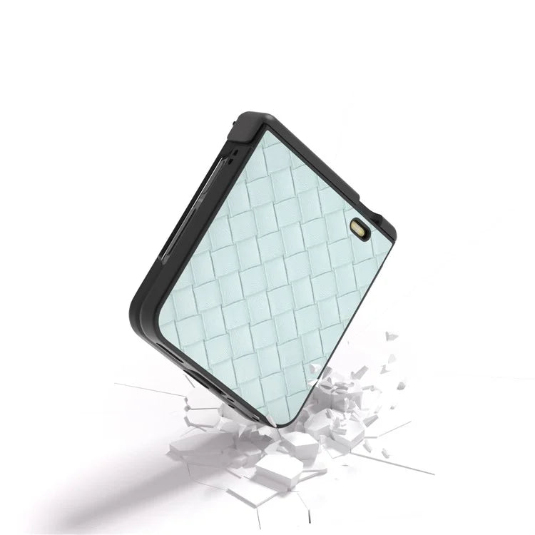 For Honor Magic V Flip 5G Case Hinge Protection Woven Texture Leather+PC Phone Cover