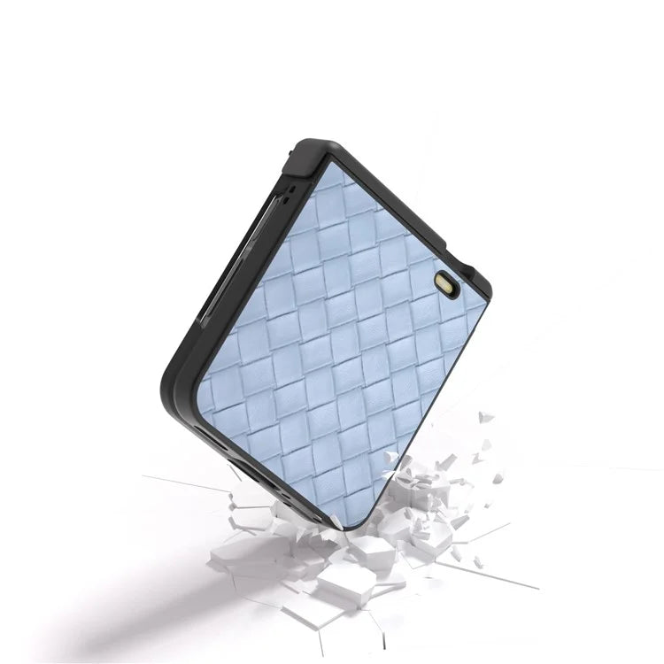 For Honor Magic V Flip 5G Case Hinge Protection Woven Texture Leather+PC Phone Cover