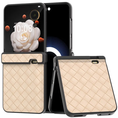 For Honor Magic V Flip 5G Case Hinge Protection Woven Texture Leather+PC Phone Cover