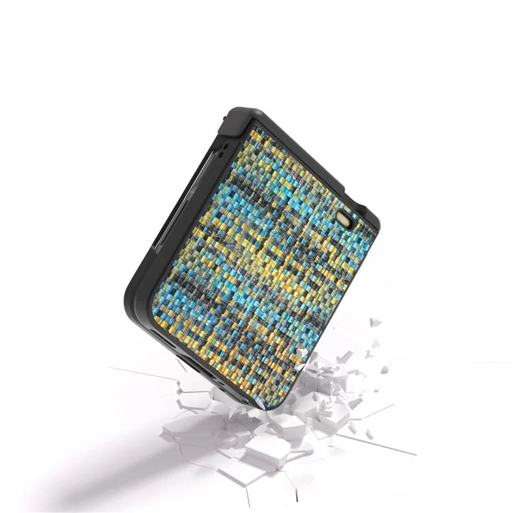 For Honor Magic V Flip 5G Case Plaid Texture Leather+PC Phone Cover Hinge Protection