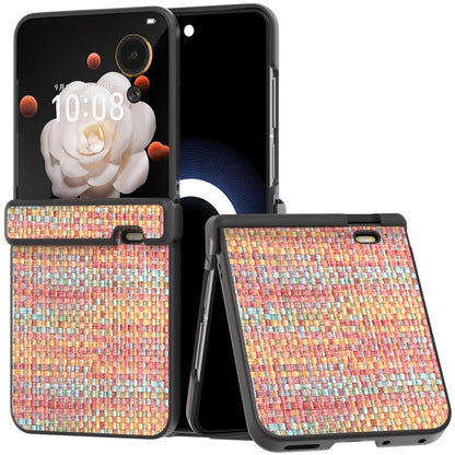 For Honor Magic V Flip 5G Case Plaid Texture Leather+PC Phone Cover Hinge Protection