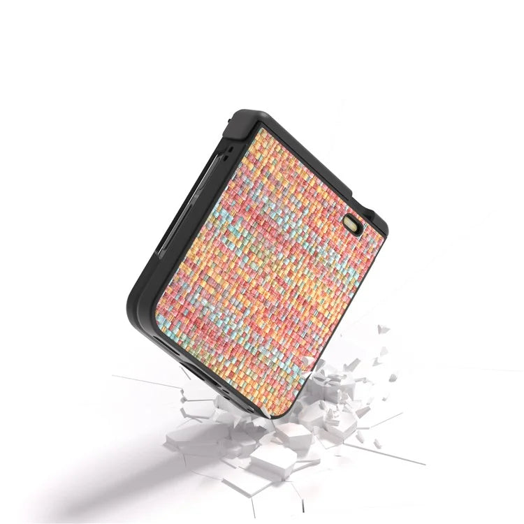 For Honor Magic V Flip 5G Case Plaid Texture Leather+PC Phone Cover Hinge Protection