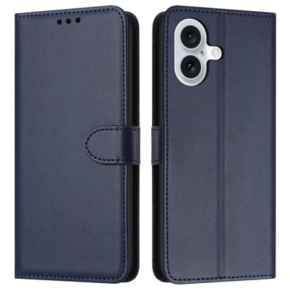 For iPhone 16 Plus Wallet Phone Case Leather Stand Cover with Strap