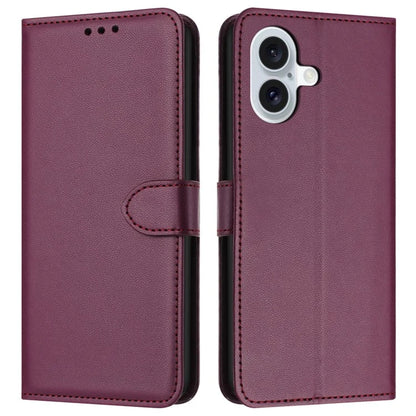 For iPhone 16 Plus Wallet Phone Case Leather Stand Cover with Strap