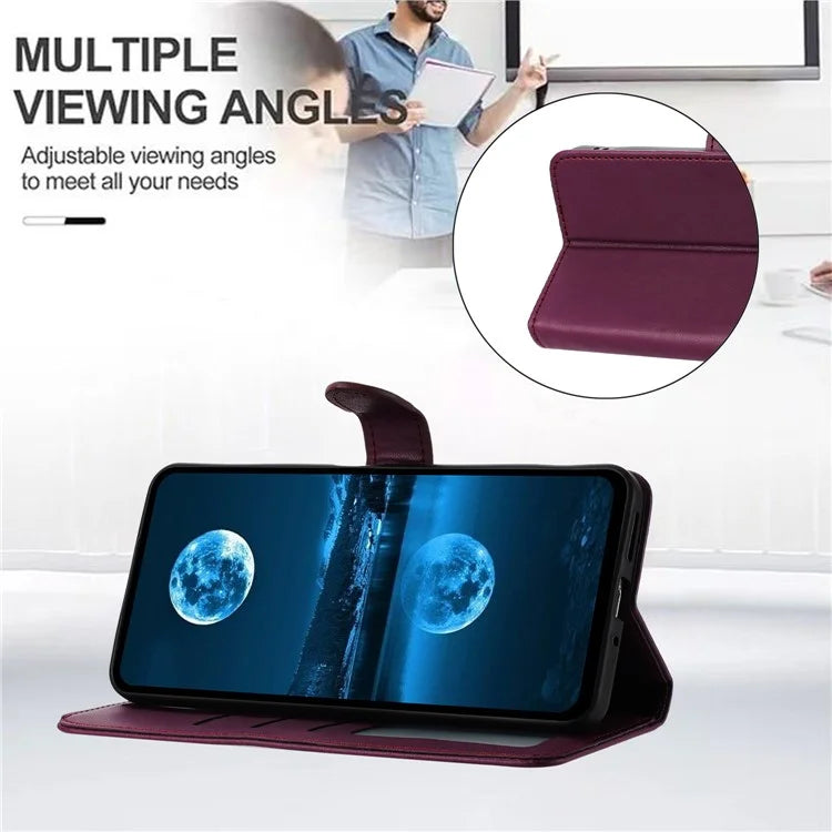 For iPhone 16 Plus Wallet Phone Case Leather Stand Cover with Strap