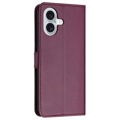 For iPhone 16 Plus Wallet Phone Case Leather Stand Cover with Strap