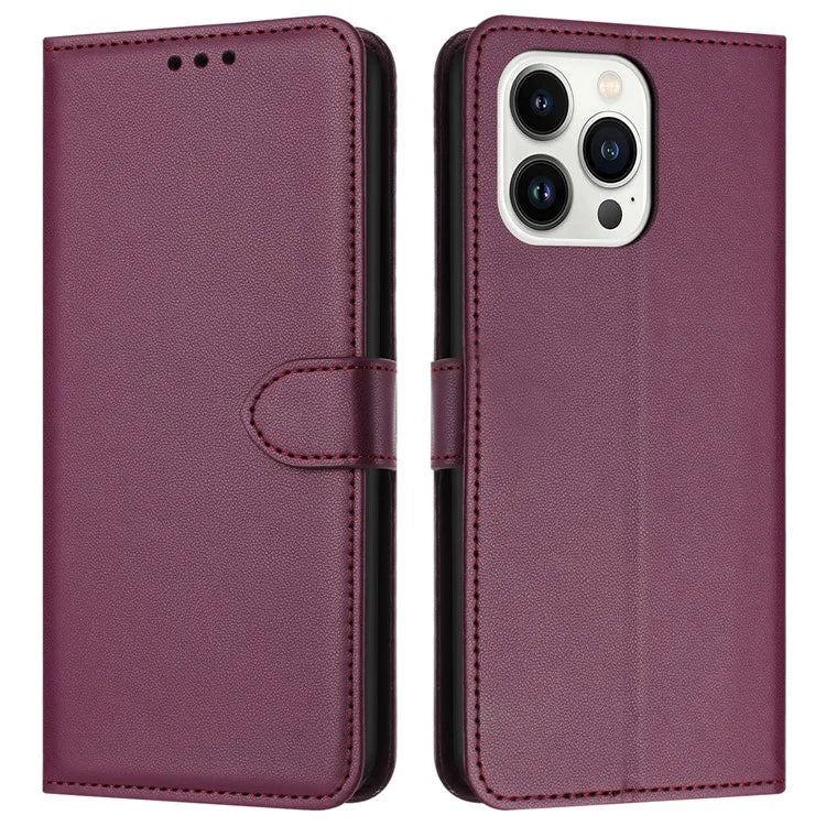 For iPhone 16 Pro Wallet Phone Case Leather Stand Cover with Strap