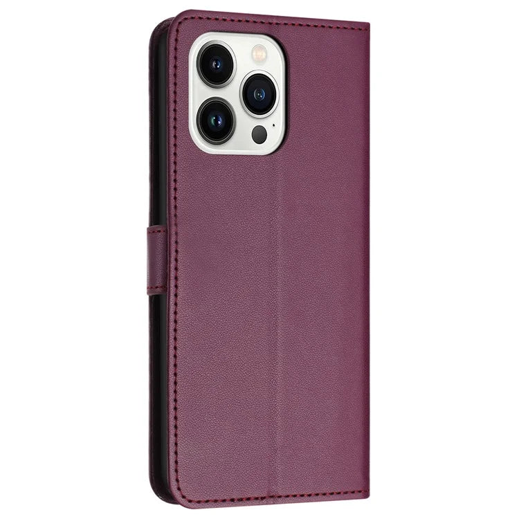 For iPhone 16 Pro Wallet Phone Case Leather Stand Cover with Strap