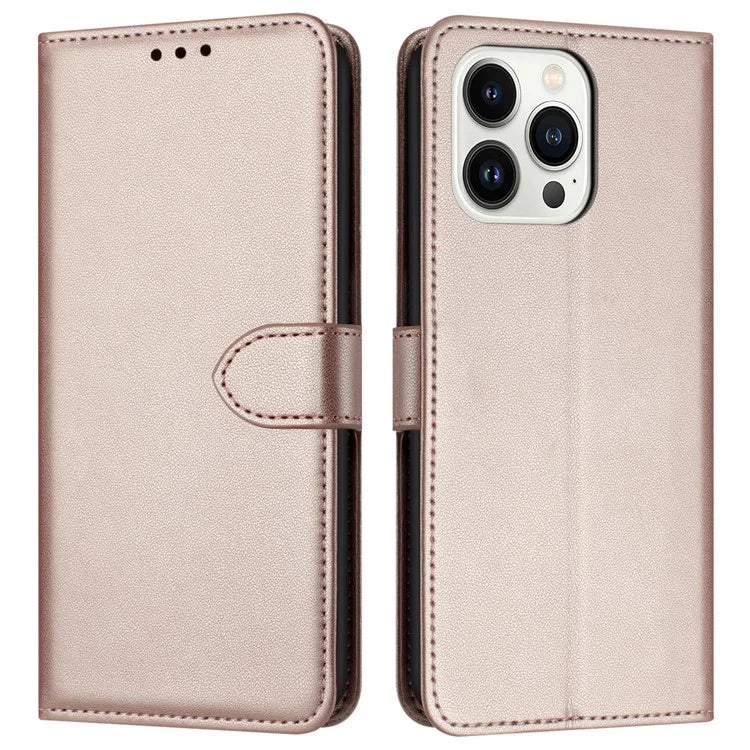 For iPhone 16 Pro Wallet Phone Case Leather Stand Cover with Strap
