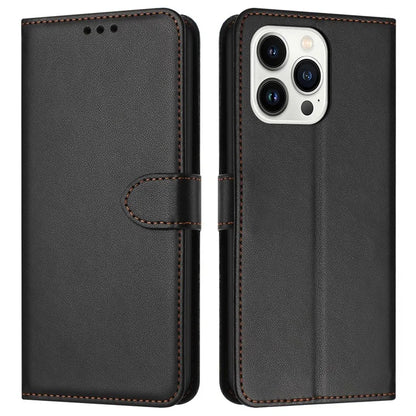 For iPhone 16 Pro Wallet Phone Case Leather Stand Cover with Strap