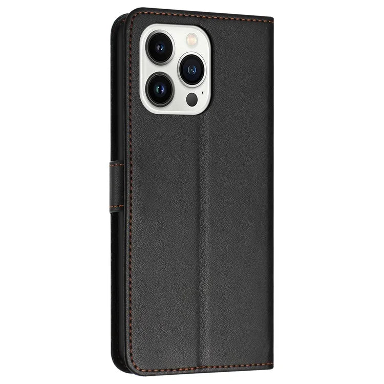 For iPhone 16 Pro Wallet Phone Case Leather Stand Cover with Strap