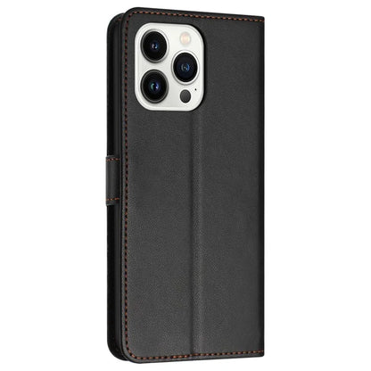 For iPhone 16 Pro Wallet Phone Case Leather Stand Cover with Strap