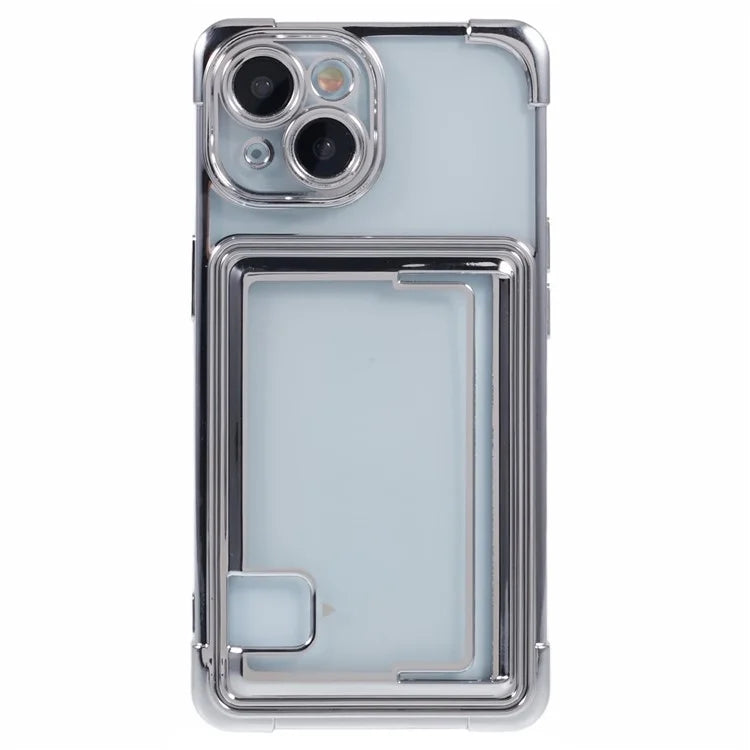 For iPhone 14 Plus Case Card Slot Electroplating TPU Phone Cover