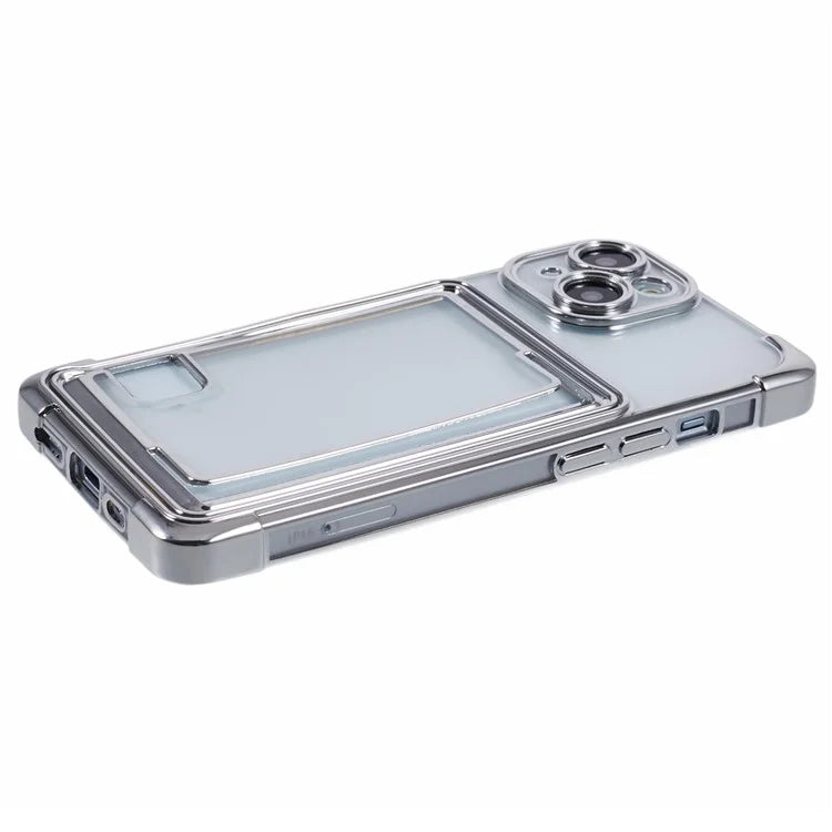 For iPhone 14 Plus Case Card Slot Electroplating TPU Phone Cover