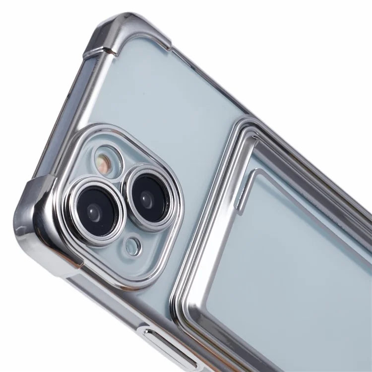 For iPhone 14 Plus Case Card Slot Electroplating TPU Phone Cover