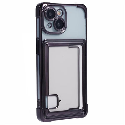 For iPhone 14 Plus Case Card Slot Electroplating TPU Phone Cover
