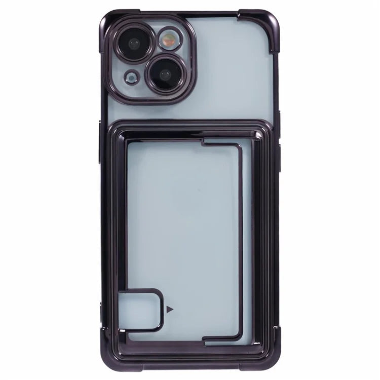 For iPhone 14 Plus Case Card Slot Electroplating TPU Phone Cover