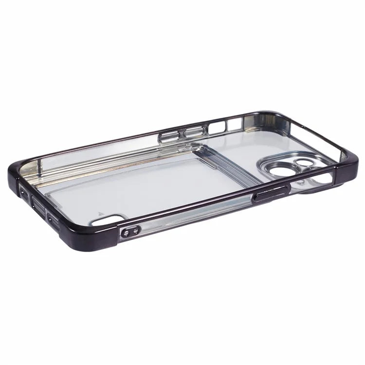 For iPhone 14 Plus Case Card Slot Electroplating TPU Phone Cover