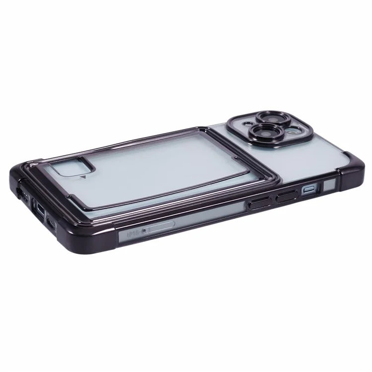 For iPhone 14 Plus Case Card Slot Electroplating TPU Phone Cover