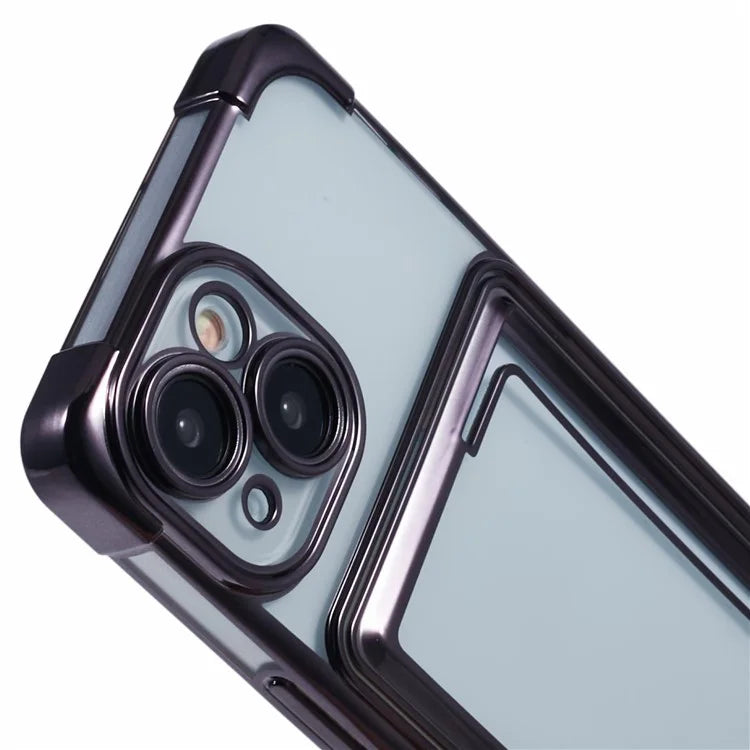 For iPhone 14 Plus Case Card Slot Electroplating TPU Phone Cover