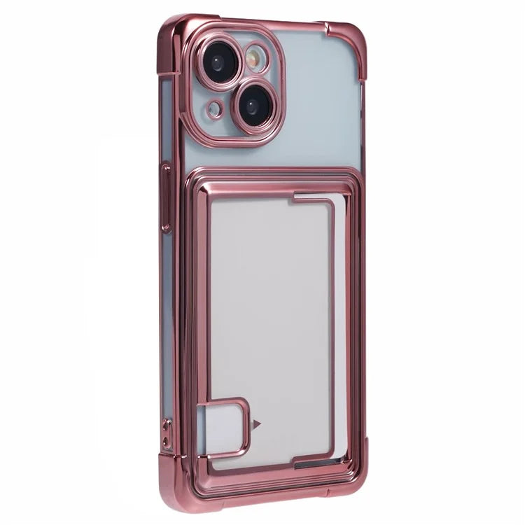 For iPhone 14 Plus Case Card Slot Electroplating TPU Phone Cover