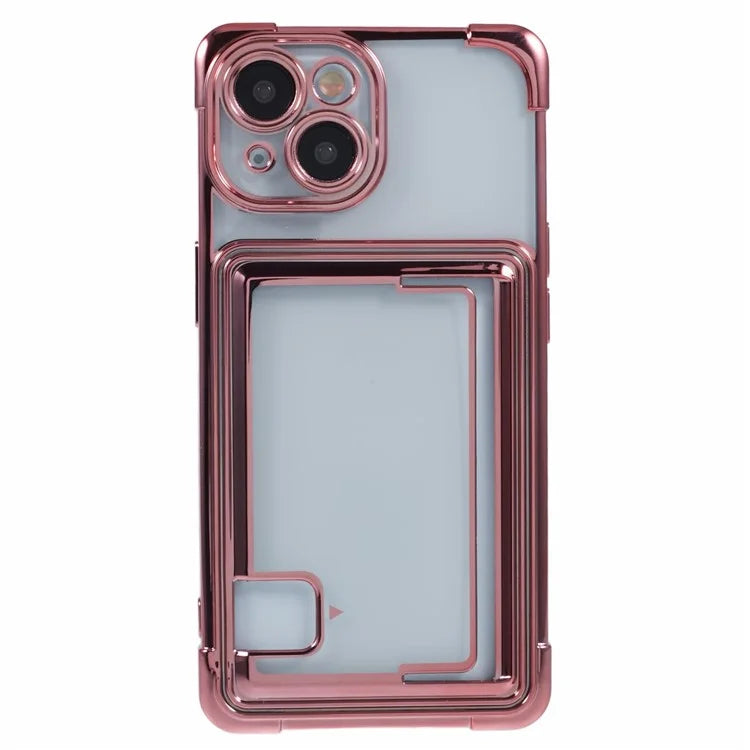 For iPhone 14 Plus Case Card Slot Electroplating TPU Phone Cover