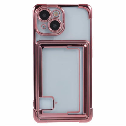 For iPhone 14 Plus Case Card Slot Electroplating TPU Phone Cover