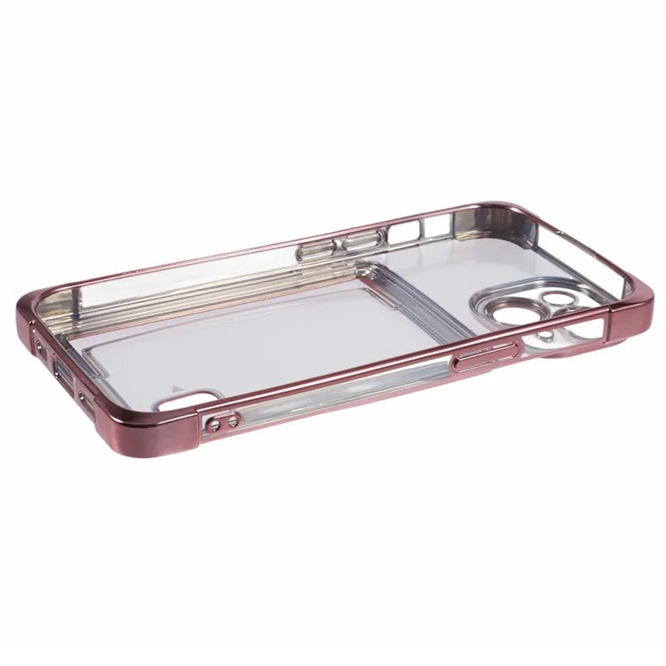 For iPhone 14 Plus Case Card Slot Electroplating TPU Phone Cover