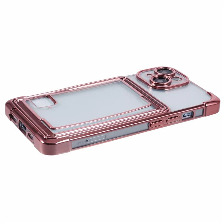 For iPhone 14 Plus Case Card Slot Electroplating TPU Phone Cover