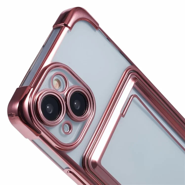 For iPhone 14 Plus Case Card Slot Electroplating TPU Phone Cover