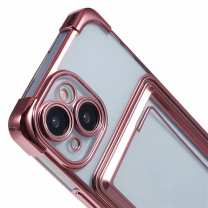 For iPhone 14 Plus Case Card Slot Electroplating TPU Phone Cover