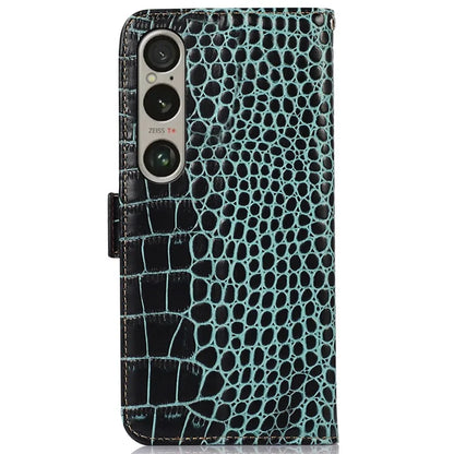 For Sony Xperia 1 VI Case Genuine Cow Leather Phone Cover with RFID Blocking Wallet