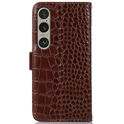 For Sony Xperia 1 VI Case Genuine Cow Leather Phone Cover with RFID Blocking Wallet