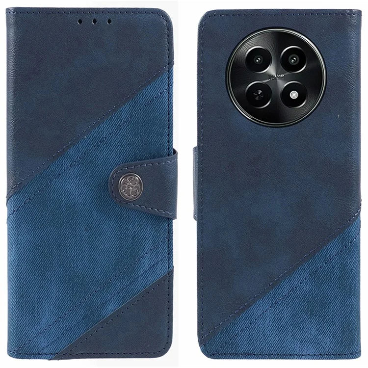 For Realme C65 5G Case Texture Splicing Leather Phone Cover Card Holder Wallet