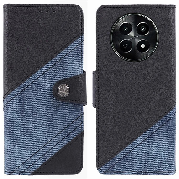 For Realme C65 5G Case Texture Splicing Leather Phone Cover Card Holder Wallet