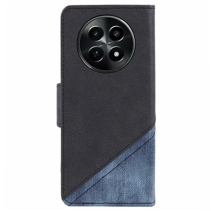 For Realme C65 5G Case Texture Splicing Leather Phone Cover Card Holder Wallet